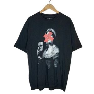 New Manners | Men | Black Streetwear Oversized Graphic Crew Neck Tee | Large